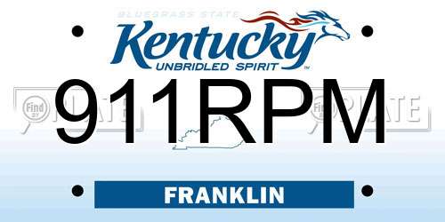 911RPM Kentucky License Plate