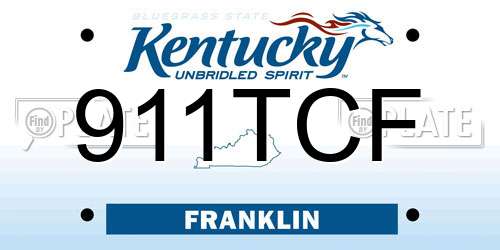 911TCF Kentucky License Plate