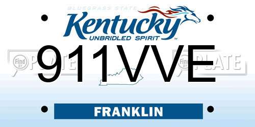 911VVE Kentucky License Plate