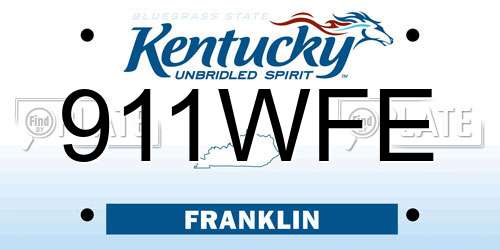 911WFE Kentucky License Plate