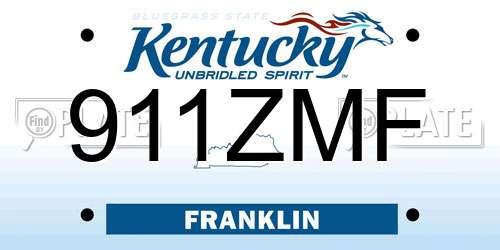 911ZMF Kentucky License Plate