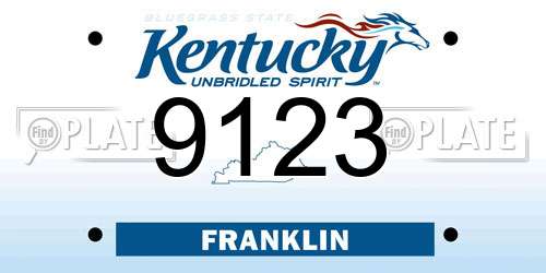9123 Kentucky License Plate