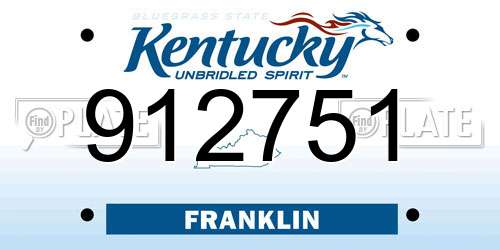 912751 Kentucky License Plate