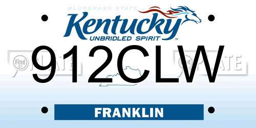 912CLW Kentucky License Plate