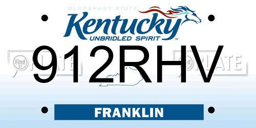 912RHV Kentucky License Plate