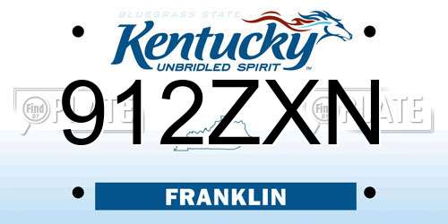 912ZXN Kentucky License Plate