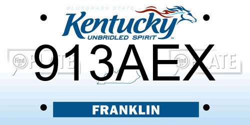 913AEX Kentucky License Plate