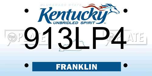 913LP4 Kentucky License Plate