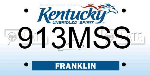 913MSS Kentucky License Plate
