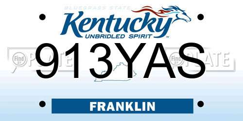 913YAS Kentucky License Plate