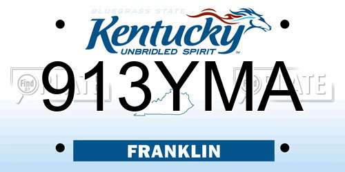 913YMA Kentucky License Plate