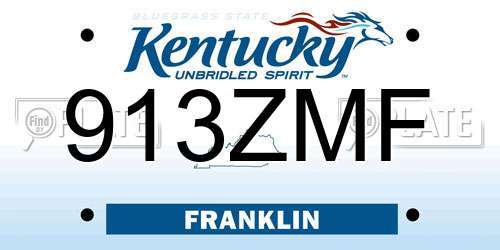 913ZMF Kentucky License Plate