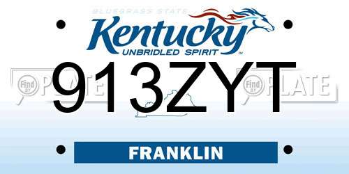 913ZYT Kentucky License Plate