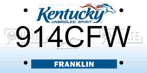 914CFW Kentucky License Plate