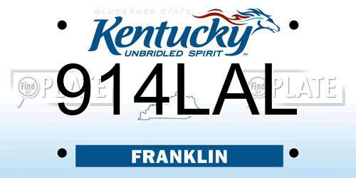 914LAL Kentucky License Plate