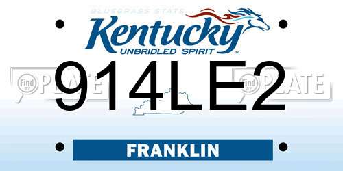 914LE2 Kentucky License Plate