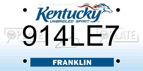 914LE7 Kentucky License Plate