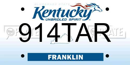 914TAR Kentucky License Plate