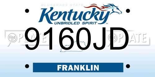 9160JD Kentucky License Plate