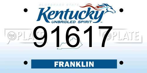 91617 Kentucky License Plate