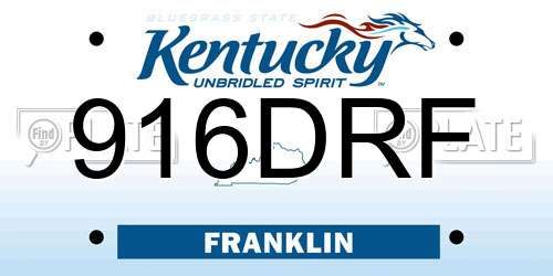 916DRF Kentucky License Plate