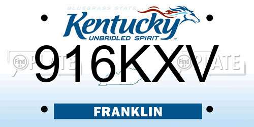 916KXV Kentucky License Plate