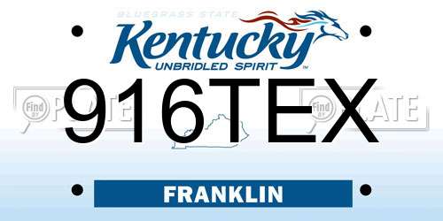 916TEX Kentucky License Plate