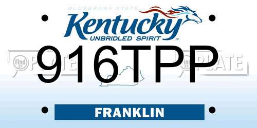 916TPP Kentucky License Plate