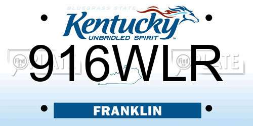 916WLR Kentucky License Plate