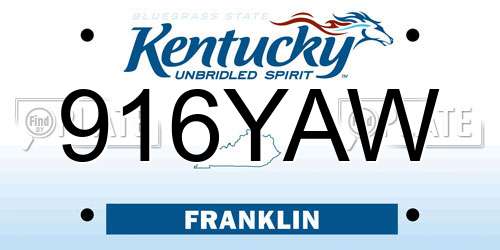 916YAW Kentucky License Plate