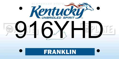 916YHD Kentucky License Plate