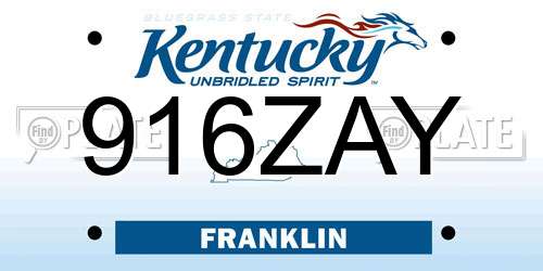 916ZAY Kentucky License Plate