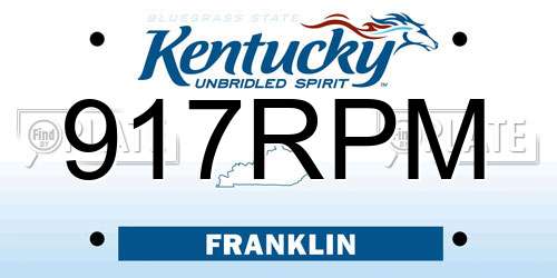 917RPM Kentucky License Plate