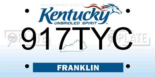 917TYC Kentucky License Plate