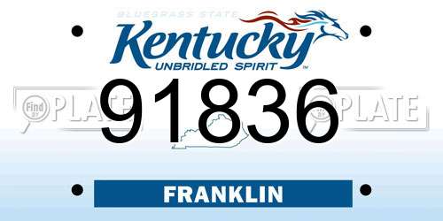 91836 Kentucky License Plate