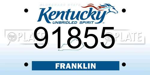 91855 Kentucky License Plate