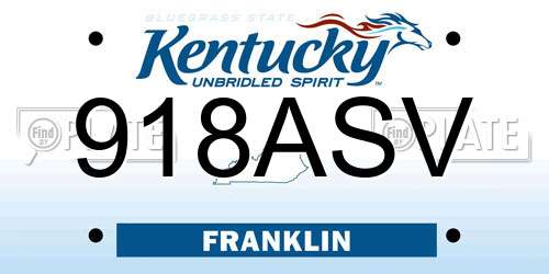 918ASV Kentucky License Plate