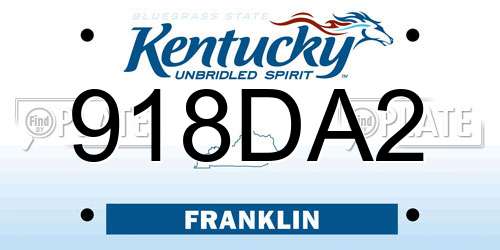 918DA2 Kentucky License Plate