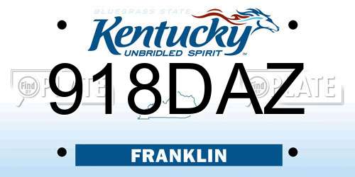 918DAZ Kentucky License Plate