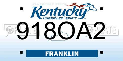 918OA2 Kentucky License Plate