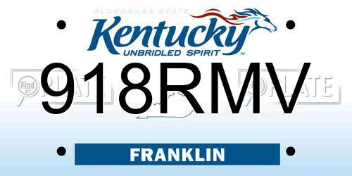 918RMV Kentucky License Plate