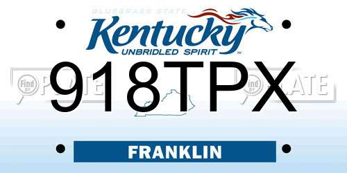 918TPX Kentucky License Plate
