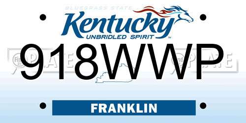 918WWP Kentucky License Plate
