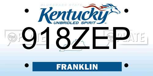 918ZEP Kentucky License Plate