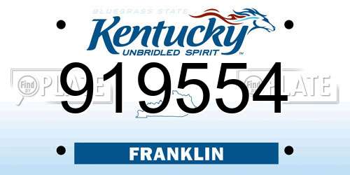 919554 Kentucky License Plate