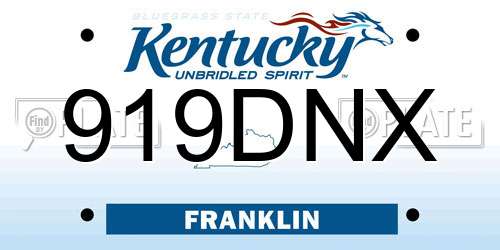 919DNX Kentucky License Plate