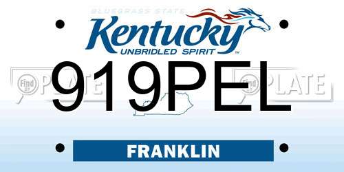 919PEL Kentucky License Plate