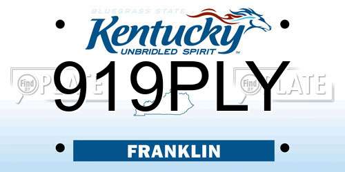 919PLY Kentucky License Plate