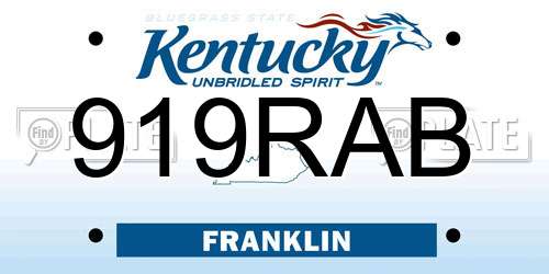 919RAB Kentucky License Plate
