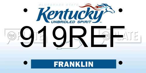 919REF Kentucky License Plate